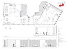 the floor plan for an office building with two floors and one room on each side