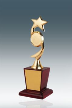 a gold trophy with a star on top