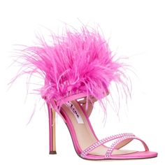 Feather Sandals, Feather Heels, Pink Lifestyle, Preppy Shoes, High Heeled Sandals, Pink High Heels, Nina Shoes, Evening Sandals