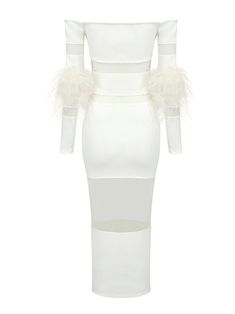 Material: Polyester, Cotton Mesh panels Feather trim at sleeves Unlined Sample size: S Delicate dry clean Protect accessories before washing Our Style No. ZC_AIJA_WHITE Robes Glamour, Blazer Mini Dress, Glamorous Dresses, Sequin Maxi Dress, Plus Size Shopping, Ostrich Feathers, Sequin Mini Dress, Midi Length Dress, Plus Dresses