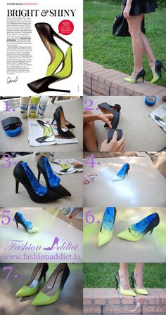 Jimmy Choo Ombre Shoes DIY High Heel Makeover Diy, Diy High Heels Makeover, Diy Shoes Makeover, Diy Heels Makeover, Shoes Makeover, Diy Shoes Heels, Painted Heels, Upcycle Shoes, Diy Heels