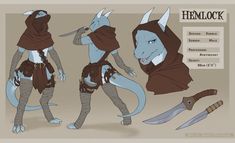 the concept art for hemlock's character sheet