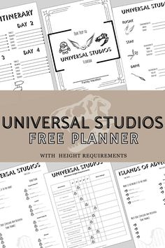 the universal studio's free planner for students