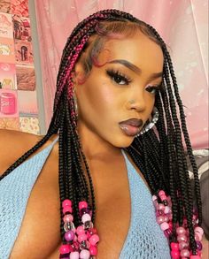 Beads On Natural Hair, Knotless Braids With Beads Hairstyles, Short Knotless Braids With Beads, Short Knotless Braids, Braids With Beads Hairstyles, Short Knotless, Knotless Braids With Beads, Beads Hairstyles