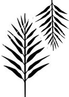 two black and white silhouettes of leaves