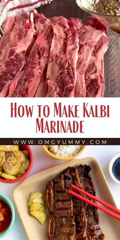 how to make kalbi marinade with beef and other foods on the table