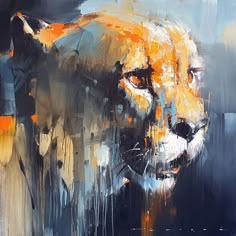 an abstract painting of a lion's face