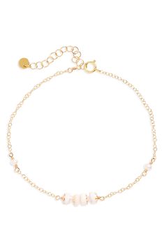 Handcrafted in Hawaii, this sophisticated bracelet features dainty chain links, two-tone shells and lustrous freshwater pearls. 7" length; 1 1/2" extender Spring-ring closure Pearl size: 5–5.5mm 14k-gold fill/shell/freshwater pearl Made in the USA Puka Shell Bracelet, Pearl Bracelet Gold, Wedding Engagement Gifts, Puka Shell, Dainty Chain, Shell Bracelet, Chain Links, Fragrance Gift Set, Fragrance Design