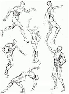 a bunch of different poses and body shapes for the figure drawing class, including one man in