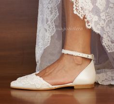 Women's Bridal Shoes/ Handmade IVORY Leather Flats/ - Etsy Fitted Flat Heel Wedding Shoes, White Flat Bridesmaid Wedding Shoes, White Flat Wedding Shoes For Bride, White Low Heel Flats For Wedding, White Flat Heel Wedding Shoes For Bridesmaids, White Flat Heel Bridesmaid Wedding Shoes, Lace Wedding Shoes With Flat Heel, Lace Flat Heel Wedding Shoes, White Ballet Flats For Spring Wedding