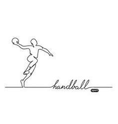 a line drawing of a man playing tennis with the words handhall written in black ink