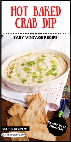 the recipe for hot baked crab dip is shown