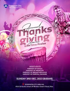 a flyer for the annual thanks giving event