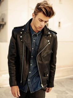 Fancy - Schott Perfecto biker jacket Biker Jacket Outfit, Outfit 2023, Black Leather Biker Jacket, Sharp Dressed Man, Jacket Outfit, Men Shirt Style