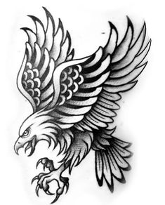 an eagle tattoo design on the back of a woman's shoulder and chest, with black