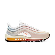 Nike Air Max 97 ‘The Future is in the Air’ is inspired by the sky lantern and features a Sail, Infrared, and White color combination. It features a Red to Orange gradient across the Air Max unit. In addition, gradient detailing covers the base that starts out in Yellow and ends in Blue. Finally, 3M reflective wraps the shoes, multi-color adorns the tongue labels, and ‘The Future is in the Air’ branding hits the left heel pull tab to complete the look. SKU: DD8500-161 Release Date: Jan 11, 2021 Color: Sail/White-Infrared 97 Shoes, Sky Lantern, Orange Gradient, 3m Reflective, Air Max Women, Fashion Performance, Nike Air Max 97, Chic Handbags, Timeless Handbag