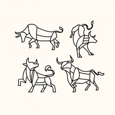 four cows are depicted in black and white on a light colored background, one is drawn by hand