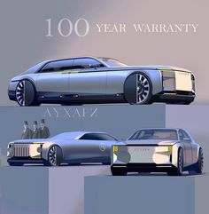 the concept car is shown in three different views