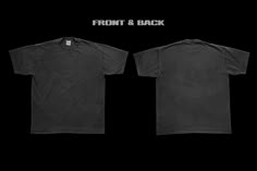 the front and back of a black t - shirt