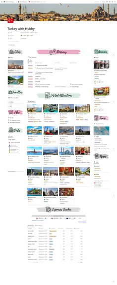 Creating An Ultimate Notion Travel Planner · Shorouk's Blog Notion Travel Itinerary, Notion Vacation Template, Notion Template Travel Planner, Notion Travel Planner Template Free, Trip Planning Aesthetic, Notion List Ideas, Notion Template Ideas Travel, Travel Planning Aesthetic, Free Travel Planner Template