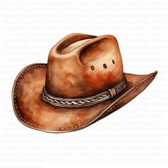 a watercolor drawing of a cowboy hat