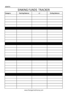 a printable swimming tracker with the words sinking fund's tracker in black and white