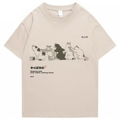 Khaki 2 / S funny cat t shirts cotton 14:200001438#Khaki 2;5:100014064 Kanji Japanese, Street Jeans, Follow The Leader, Cat Tshirts Funny, Cartoon T Shirt, High Street Fashion, Mia 3, Japanese Streetwear, Cat T Shirt