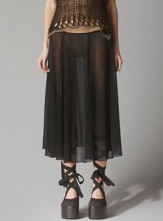 UNIF | Rae Skirt Summer Full Skirt For Daywear, Skirted Bottoms With Elastic Waistband For Daywear, Summer Evening Lined Skirt, Spring Maxi Skirt With Elastic Waistband For Daywear, Stretch Maxi Skirt For Daywear, Summer Flared Maxi Skirt For Daywear, Spring Evening Skirt Bottoms, Spring Sheer Stretch Skirt, Flared Skirt For Evening In Spring