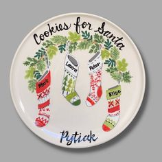 cookies for santa plate with stockings on it