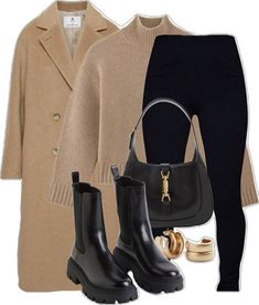 Chelsea Boots Outfit Leggings, Gucci Sweater Outfit, Chunky Turtleneck Sweater Outfits, Camel Sweater Outfit Winter, Camel Turtleneck Outfit, Chunky Boots Outfit Winter, Gold Sweater Outfit, Chunky Chelsea Boots Outfit, Camel Boots Outfit