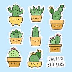 cactus stickers with different shapes and sizes