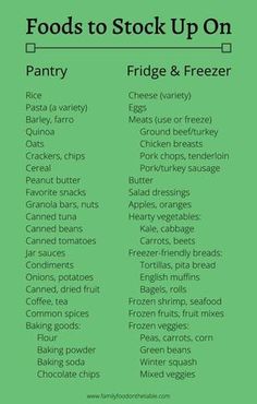 a list of foods to stock up on