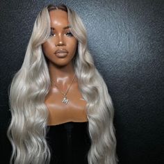 Product Details: Lace Front Wig Virgin Human Hair Custom Color Wig *Cap Style-Lace Front Wig *Material-Virgin Human Hair *Color-Same As Picture *Density-150% *Cap Size-Medium Black Human Hair Wig, Sliver Wig Black Women, Silver Middle Part Wig, Black And Silver Lace Front Wig, Silver Lace Front Wig, Silver Grey Lace Front Wig, Human Hair Color, Silver Lace, Wig Cap