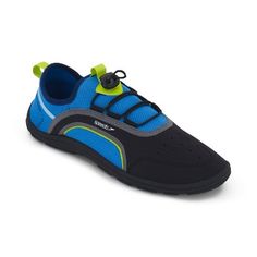 The Speedo Men's Surfwalker Water Shoe takes guys from sea to shore in total comfort. It features a stretchy pull-on mesh upper for quick-dry breathability and elastic bungee cord lacing for fast adjustments on the fly. A durable outsole protects feet against rocks, hot sand and other shore debris. Great for the beach, lake or pool! Recovery Sandals, Water Shoes For Men, Mens Athletic Shoes, Black And White Tops, Rubber Shoes, Swim Shoes, Grey Sneakers, Sport Sandals, Beach Shoes