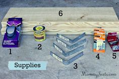 the supplies needed to make a diy wood shoe rack are shown in this image