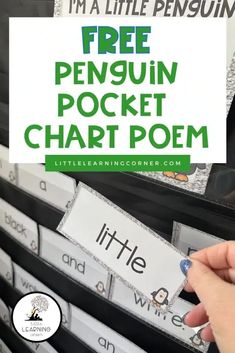 This free penguin pocket chart poem is perfect for prek, kindergarten, and first grade Winter themed lesson plans and arctic animals activities