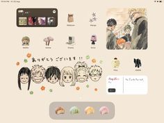 an image of some anime characters on a computer screen with stickers around the page