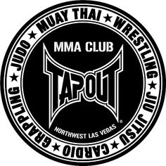 the mma club logo in black and white with stars around it, as well as an