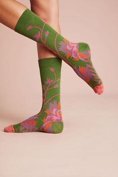 Creative Outfit Ideas, Flower Socks, Comfortable Socks, Cactus Flower, Dyeing Process, Dress Socks, Knee High Socks, Fashion Socks, Crew Socks