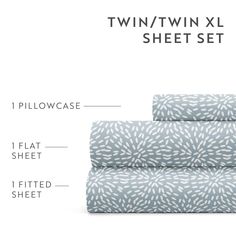 the twin / twin sheet set is shown with instructions