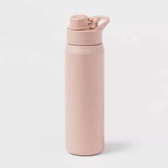 thermos bottle in pink is shown on a white background