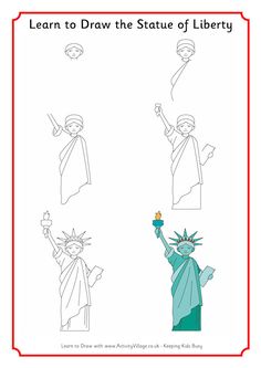 the statue of liberty is shown in this coloring page