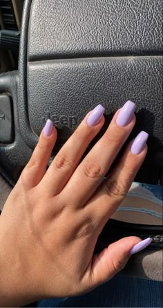 Purple Nails Solid Color, Pastel Acrylic Nails Short, Light Purple Coffin Nail Ideas, Acrylic Nail Solid Color, Plain Color Nails Acrylic, Nails Acrylic Plain Colors, Nail Colors For Spring 2023, Solid Nail Color Ideas Spring, Nail Ideas Solid Colors