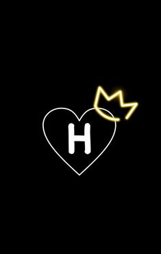 a heart with a crown on it and the letter h in the middle is lit up