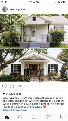 two photos of the same house and one has been posted on instagrams to share with each other