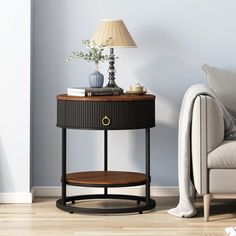 a living room scene with focus on the end table