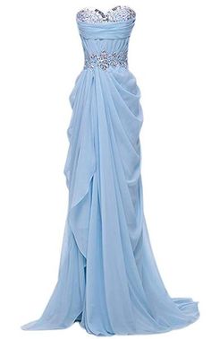 Beautiful Light Blue Chiffon Party Dress, Sweetheart Formal Gown 2019 – Cutedressy Light Blue Long Dress, Blue Long Dress, Blue Weddings, Chiffon Party Dress, Dress Amazon, Mermaid Sweetheart, Long Blue Dress, Chique Outfits, Prom Ideas