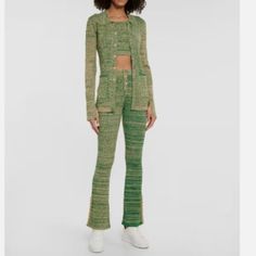 Live The Process $248 Retail Green/Tan Marl Space Dyed Flared Pants Pull On Buttons At Cuffs Elastic Waistband Mid-Rise Size Xs Waist:12" Flat Rise:9.5" Hips:13" Flat Inseam:30.5" First 3 Images Not Ours 86% Viscose,14% Pbt Pre-Owned. Excellent Condition. Light Normal Wear. No Defects. Flared Pants, Flare Pants, The Process, Pant Jumpsuit, Mid Rise, Pants For Women, Dye, Elastic, Pants