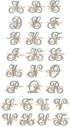 the letters and numbers are made up of different types of swirly designs on white paper