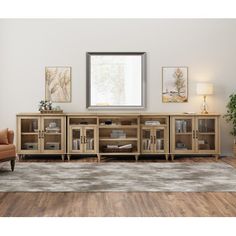 a living room scene with focus on the entertainment center